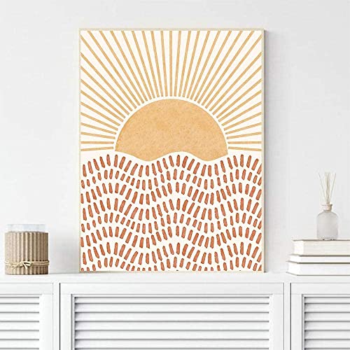 Pei-wall art Lienzo artístico de 50x70cm sin marco, dibujo de línea abstracta de sol, póster minimalista Medieval, cuadro de arte moderno para pared, decoración para sala de estar Cover