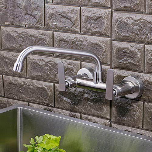 Robinet cuisine murale eau chaude froide avec pivot universel rotatif