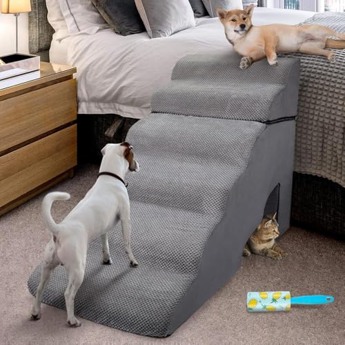 LitaiL - Escaleras altas y escalones para camas altas de 25 a 28 pulgadas de alto, escaleras para mascotas de 6 escalones para camas altas de 30 pulgadas, rampas antideslizantes para perros pequeños,
