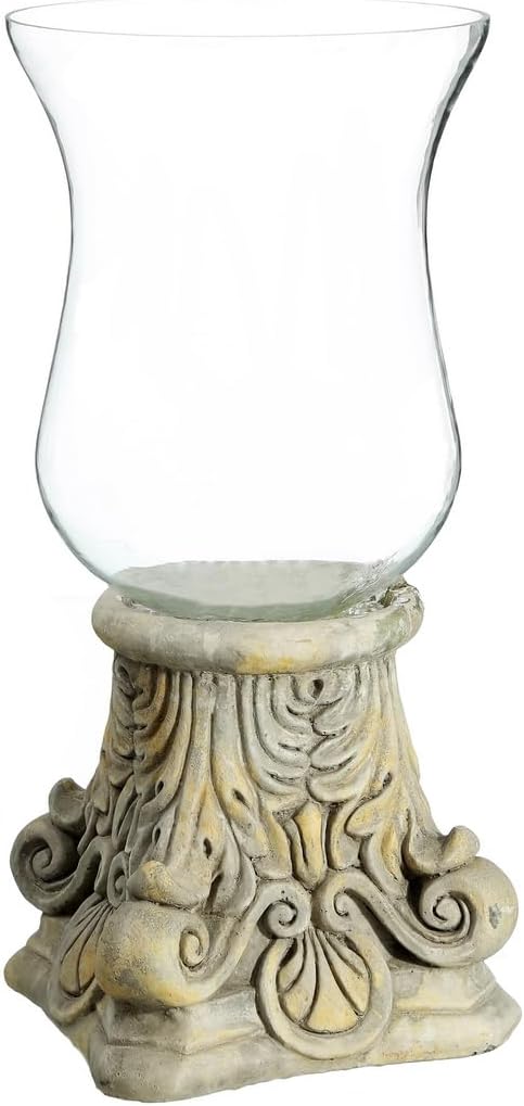 Candle Holder 19.5 x 19.5 x 42 cm Cream Cement Glass