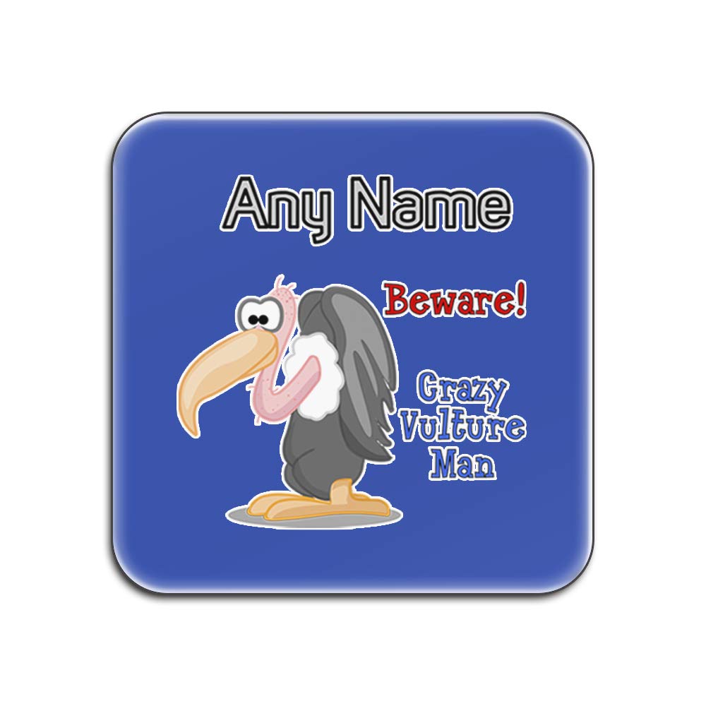 Sous-verres personnalisables bleus Crazy Vulture Man carré lot de 4