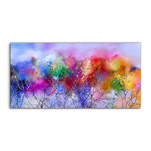 Paysage abstrait art mural en verre 140x70 cm pour chambre parentale sereine