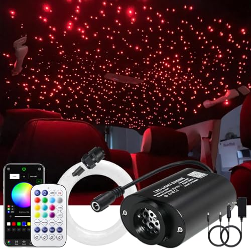 Image of AKEPO 6W Extremely Mini Twinkle Fiber Optic Starlights Headliner Lights Kit | 1350pcs*9.8ft /3m*0.02in End Glow Strands Music Activated APP&Remote Control Optical Star Ceiling Kit for Car /Home