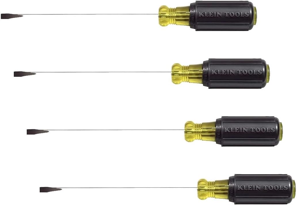 Klein Tools 601-6 3/16-Inch Cabinet Tip Screwdriver 6-Inch, Made in USA (Pack of 4)