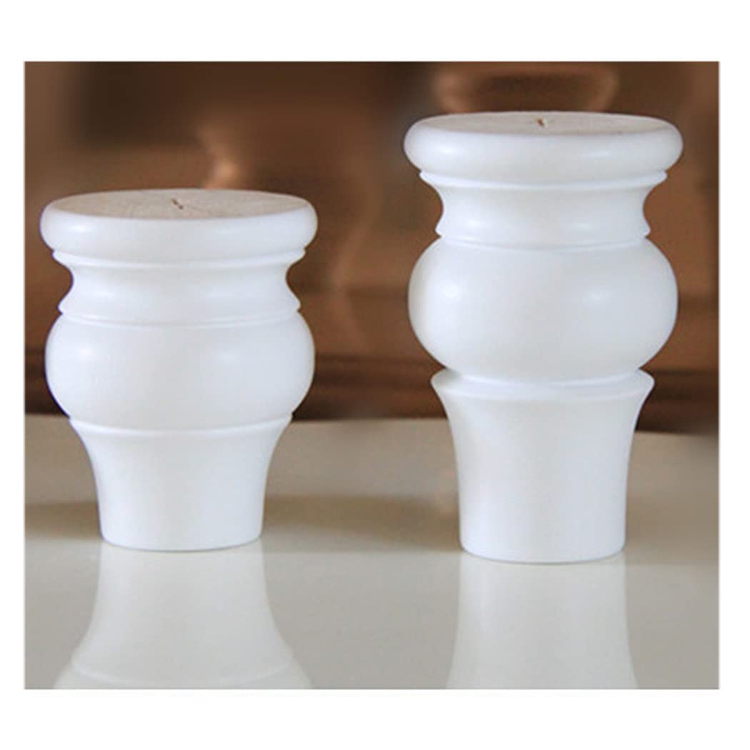 CHEWYNP Gambe per mobili in Legno massello Tipo Zucca Piedini per mobili Gambe per tavoli di Ricambio, per Divano Letto, Armadio, Sedia, Divano, Piedi per scrivania, Bianco 4 Pezzi (6 cm)