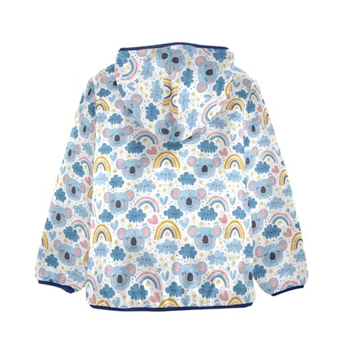 Cute Koala Rainbow Boys Fleece Coat,Children's Zip-Up Hoodie Jacket,Baby Warm Fashion Outerwear 3-10T,A1134362