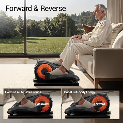 Image of Under Desk Elliptical Machine Seated Pedal Exerciser | Quiet Leg Exerciser While Sitting, Mini Portable Leg Exercise Machine with Remote, Adjustable 12-Speeds, Manual & Auto Mode