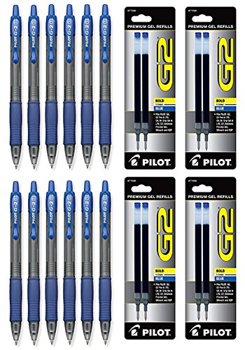 Pilot G2 Bolígrafo Gel Azul Bold Retráctil