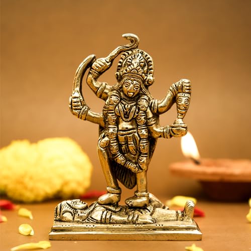 Image of Ekhasa 100% Pure Brass MATA Rani Murti (Size: 11 cm) | Kali Maa Idol for Car Dashboard, Pooja Room, Home Decor & Office Desk | Maa Kaali Goddess Idol | Kali MATA Murti for Home