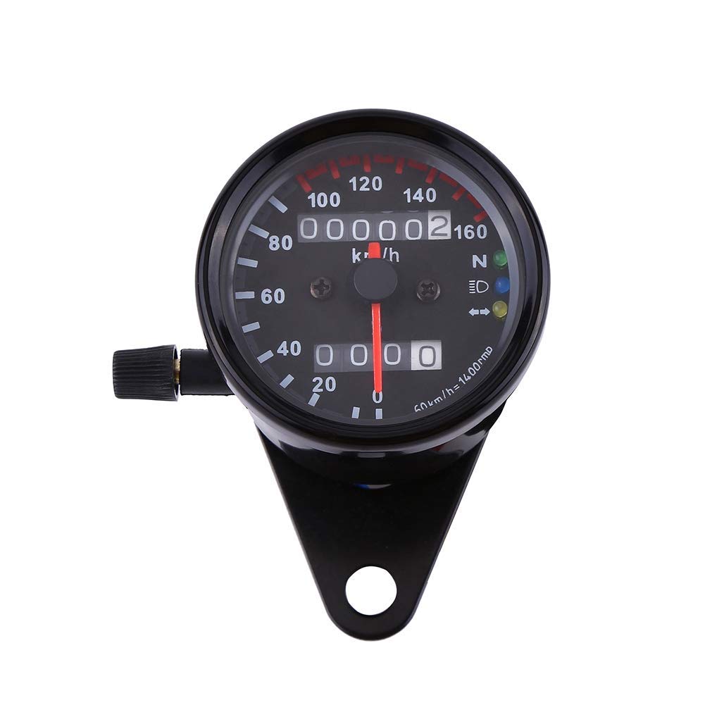 Tachimetro universale per moto, misuratore contachilometri con doppio display digitale 12V, misurazione della velocità massima 160 Km/h(Nero)