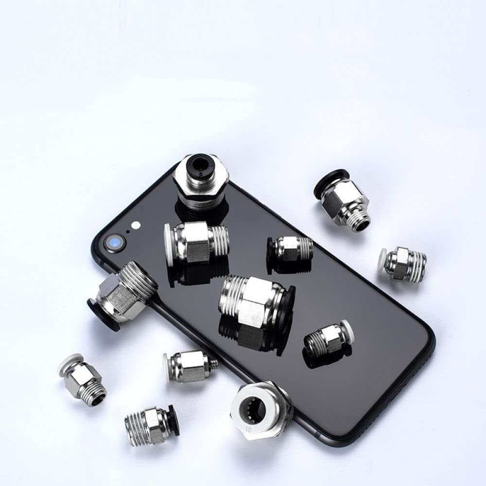 Connettore rapido PC 2/5 pezzi Raccordo per tubo flessibile in ottone M5 1/8quot; 1/4" 3/8" 1/ 2quot; Hardware per raccordi idraulici per tubi con filettatura esterna, PC6, M5, 5 pezzi, bianco