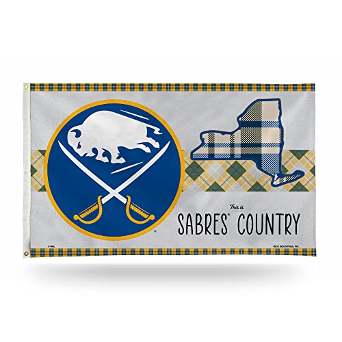 NHL Rico Industries Buffalo Sabres This is Sabres Country - Plaid Design 3' x 5' Banner Flag Single Sided - Indoor or Outdoor - Home Décor