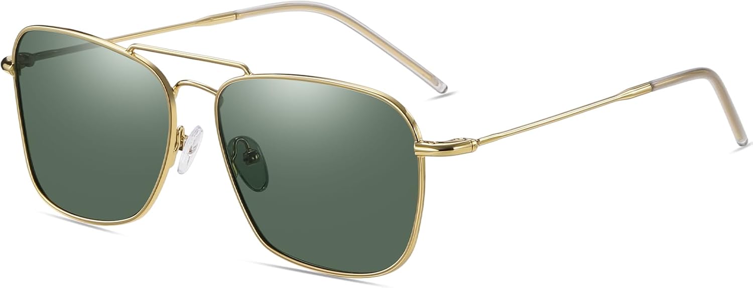 DUCO Reverse Lenses Square Sunglasses for Men Women,Retro Polarized Sun Glasses Classic Shades Double Bridge DC3046