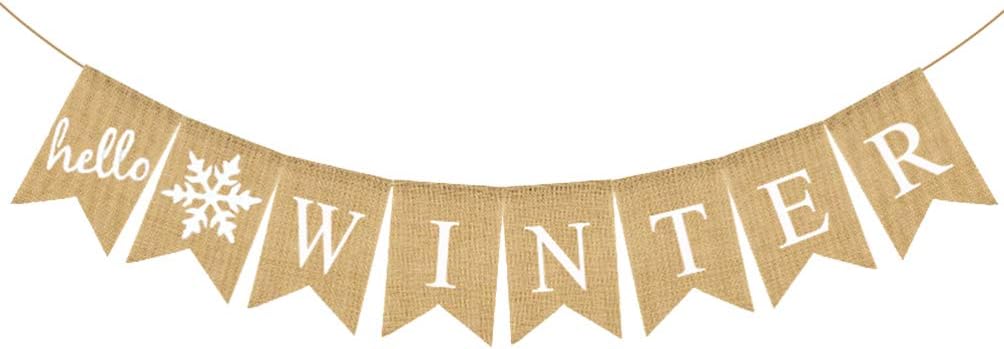 Toyvian Banner Christmas Burlap Banner Jute Bunting Holiday Mantel Fireplace Bunting Garland Decoration