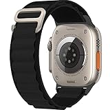 SSEIHI Alpine Loop Kompatibel mit Apple Watch Ultra Armband 49mm 45mm 44mm 42mm 41mm 40mm 38mm, Nylon Titan G-Haken Armband für iWatch Series 8/7/6/5/4/3/2/1/SE(Schwarz,42/44/45/49mm)