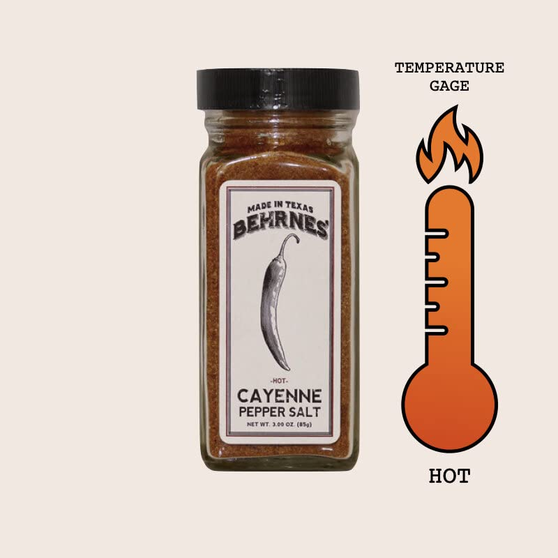 Miniatura 4 de Behrnes' Pepper Salts Cayenne - Juego de 3 piezas de sal con infusión de pimienta tejana, incluye cayena, jalepeno, chipotle, hecho a mano, TX, EE.