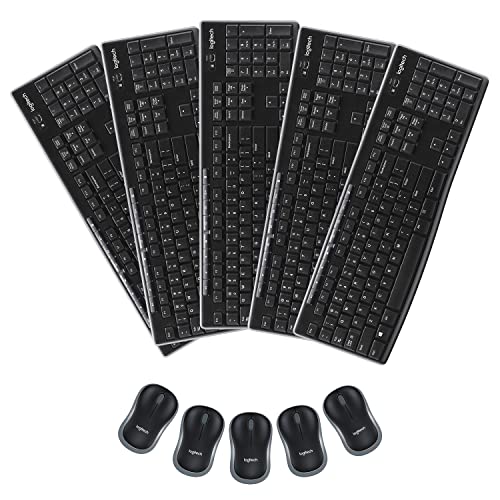Logitech MK270 Wireless Keyboard & Mouse Combo Travel Home Office Modern Bundle for PC & Laptop, Pack of 5