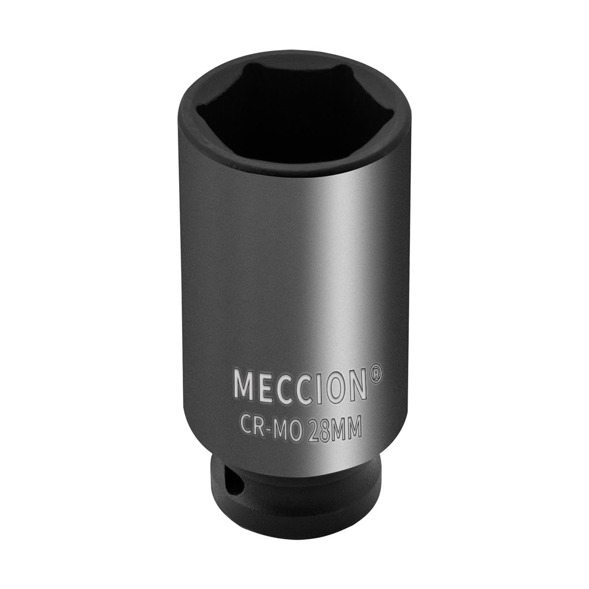 Meccion 1/2 Inch Drive Impact Socket 28mm Metric, 6 Point Cr-Mo Deep Impact Socket, 78mm Length