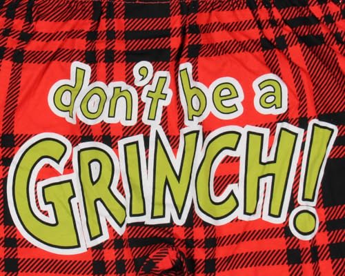 Dr. Seuss The Grinch Men's Don't Be A Grinch Plaid Boxers Underwear Lounge Sleepwear4