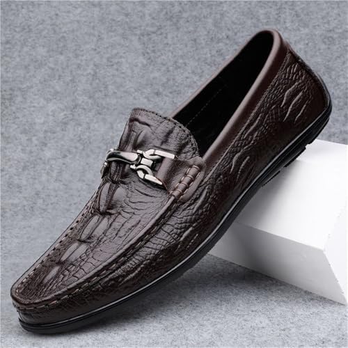 Mens Loafers Slip On Faux Crocodile Leather Driving Shoes Flat Heel Resistant Comfortable Wedding Fashion Lightweight Casual4