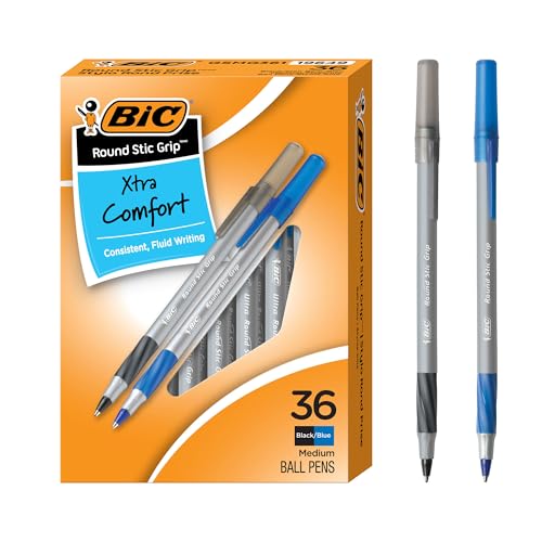 Save 36% on BIC Round Stic Grip Ballpoint Pens, 36-Pack