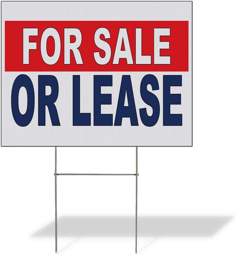 Fastasticdeals Weatherproof Yard Sign for Sale Or Lease Red Blue Lawn Garden Ideas 18x12 Inches 2 Sides Print