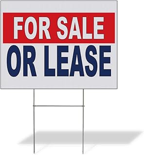 Fastasticdeals Weatherproof Yard Sign for Sale Or Lease Red Blue Lawn Garden Ideas 18x12 Inches 1 Side Print