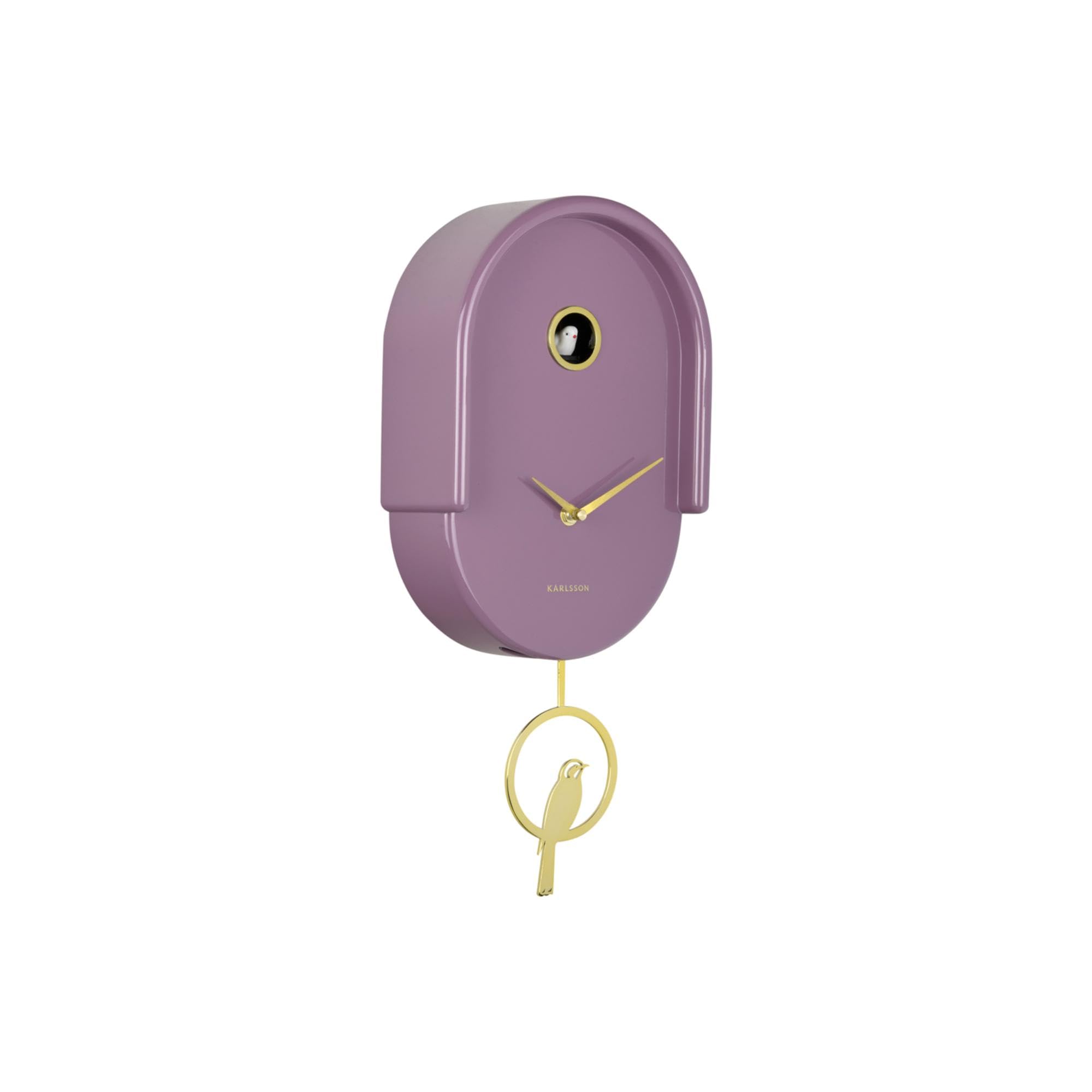Karlsson Purple Wall Clock Tweet - 20X8,5X42cm - Oval - Plastic - Clocks For Living Room - Office - Bedroom