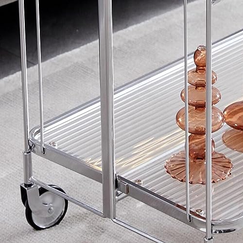Carrello pieghevole da bar, con ruote e manico, per cucina, sala da pranzo, feste e servire caffè, tè e bevande