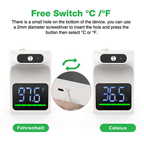 Gekka Wall Mounted Infrared Forehead Thermometer For Adults, Non Contact Digital Wall Thermometer With Lcd Display Fever Alarm Accurate Instant Reading For Offices, Schools, Factories #TOP3