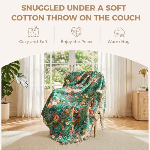 Image of LUTBM Cotton Boho Blanket for Bed, Queen Soft Lightweight Reversible Quilt