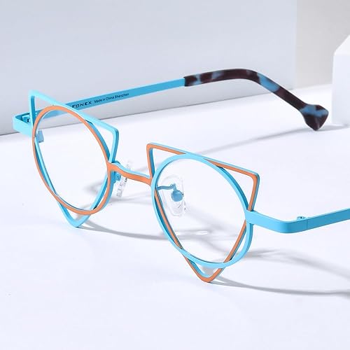 Vista 95 de FONEX Gafas de titanio coloridas Marco Hombres Izquierdo Redondo Derecho Cuadrado Gafas Ópticas Mujeres F85747