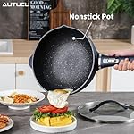 Non-Stick Electric Hot Pot 3-Quart with Steamer & Multi-Cooker | Electric Stir Fry Pan & Wok, 1200W for Sizzling Ramen, Soup, Stir-Fry | Dorm, Home, Gifts (Includes Silicone Spatula) - Image 3