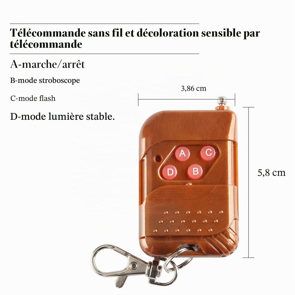 Gyrophare LED 4 en 1 Télécommande Sans Fil DC12V -lumière stroboscopique feux DRL clignotant magnetique d'urgence signalement lumières pour auto véhicule(Ambre)