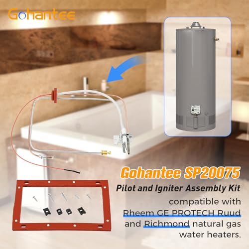SP20075 Pilot and Igniter Assembly Replacement Kit Compatible with Rheem GE PROTECH Ruud Richmond Natural Gas Water Heater Pilot Assembly Kit/Natural Gas Water Heater Parts