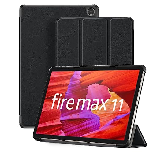 Fire Max 11 タブレット 11インチ 対応 ケース 保護カバー KONXISA 11インチ 磁気吸引 タブレットスリーブ ブラケット機能 防水 耐汚れ 耐傷 耐衝撃 全面保護 PU素材 タブレットスリーブ 【ブラック】