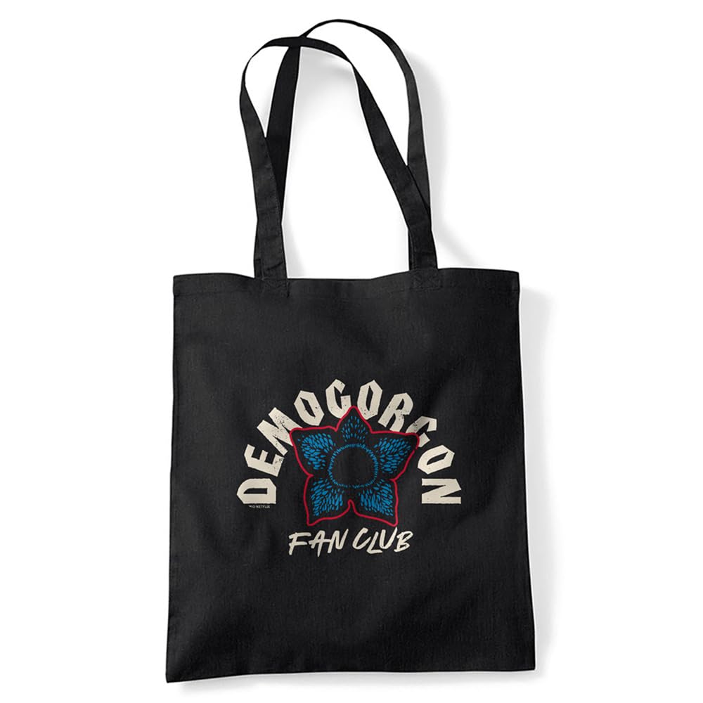 Stranger Things Demogorgon Fan Club Grocery Travel Reusable Tote Bag, Black