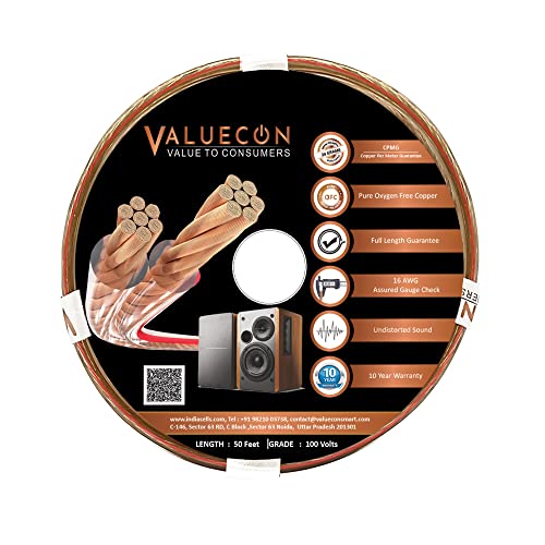 Image of 16 Awg X 50 Feet Speaker Cable 99.9% Pure Oxygen-Free Copper Ofc Premium Speaker Wires For All Types Of Banana Plugs (1.5 mm)