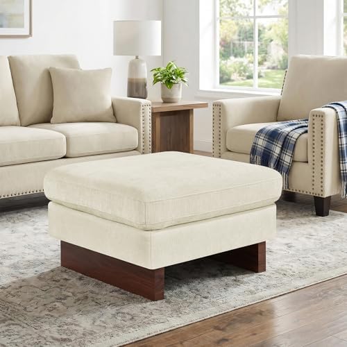 21-in Square Ottoman for Sectional Sofa, Upholstered Chenille Foo...