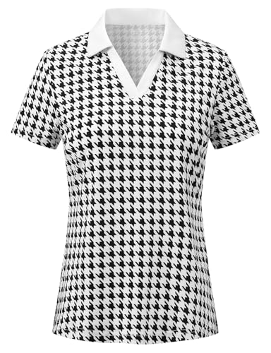 Image of BGOWATU Women's Short Sleeve Golf Tennis Polo Shirts V Neck Collared Workout Tops UV Protection Dry Fit
