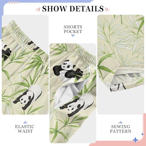 ZZXXB Panda Leaves Print Boys Long Pants Soft Trousers Elastic Waist Kids Lounge Bottoms with Pockets S-XL4