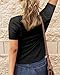 BTFBM Womens Tops 2026 Spring Summer Top Henley V Neck Short Sleeve Button Slim Fit Casual Ribbed Shirts Blouses Outfits(Black, Medium)