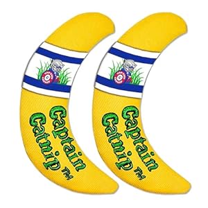 Captain Catnip Cat Banana Toy, Kitten Interactive Toy, Fun Playing Cat Toy, Filled with Organic Catnip for Indoor Cats (Pack of 2)