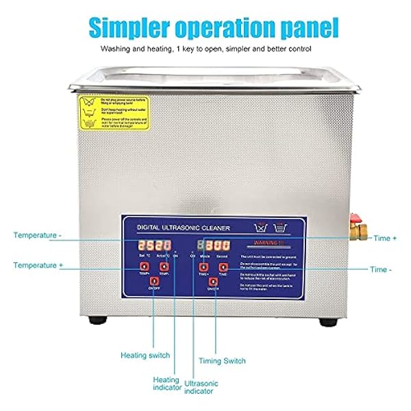 10L ultrasone reiniger, NICETOW met timerverwarmer 304 roestvrij staal industriële apparatuur binnenmaat 11,8 x 9,4 x 5,9 inch ultrasone sieradenreiniger voor thuiszaken