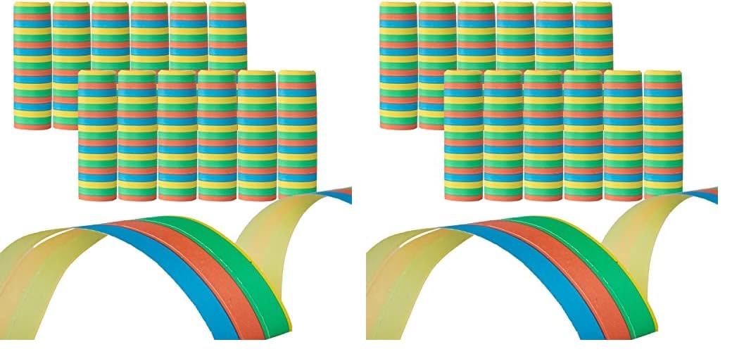 Idena 8274040 - Luftschlangen Set, 12 Rollen mit je 18 Abrisse, Dekoration, Kindergeburtstag, Karneval, Mottoparty (Packung mit 2)