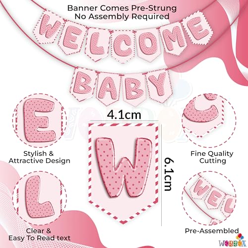 Image of Wobbox Baby Shower Bunting Banner,Godh Bharai Caremony Banner, Baby Shower Decoration For a Memorable Celebration, Baby Shower Decorations Items-(FP1176)