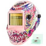 YESWELDER Auto Darkening Welding Helmet, Blue Light Blocking, 1/1/1/1 True Color Solar Powered Welding Hood with 2 Arc Sensors, Wide Shade 3.5/9-13 Welder Mask for TIG MIG ARC and Grind