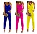 If Love Women's Casual V Neck Sleeveless Spaghetti Strap Jumpsuit Long Pants (M, Blue)