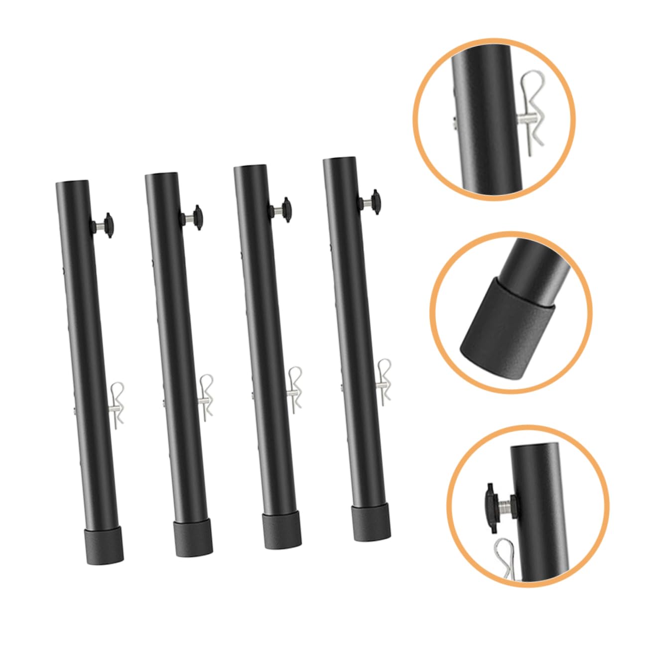 Extensor de Patas de Mesa Ajustable en Acero Inoxidable Negro, 4 Piezas | Altura Regulable, para Mesa y Banco de Trabajo, Uso Doméstico y Profesional