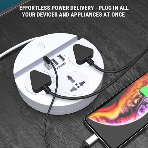 Ant Esports PS330 Power Strips with 3 Universal Socket and 3 USB-A, 3-Meter Cord, 2500-Watt, Fireproof Material, Heavy Duty Cable Overload... - Image 2